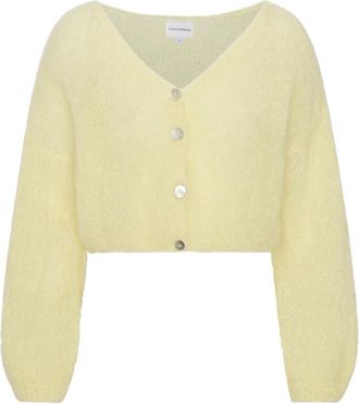 Americandreams Cornelia Cropped Vest - Dames - Vesten - Geel - L - Wol - Truien & Vesten