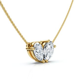 Pompeii3 1.90Ct Heart to Heart Diamond Pendant 14k Gold Womens 18 Necklace Lab Grown