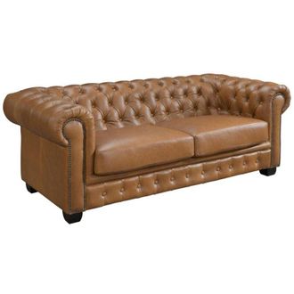 Vente-Unique Vente-unique - Divano chesterfield 3 posti 100% Pelle di bufalo Caramello Vintage - brenton
