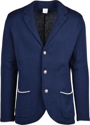 Eleventy Gebreide blazer - Heren - Blazers - Blauw - M - Katoen - Jassen