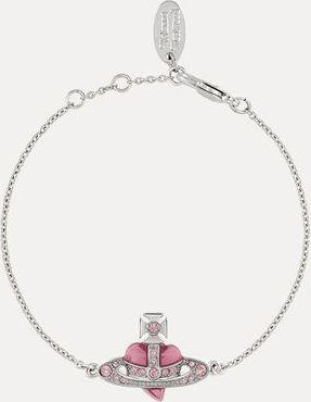 Vivienne Westwood New Diamante Heart Bracelet Silvervintage-rose-crystal-light-rose-enamel Brass Women