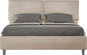 ITYhome Letto Matrimoniale Rivestito In Microfibra - Mados - Tipologia Letto: Alzata Doppia - Dimensione Rete: 160x210 - Colore: Sabbia