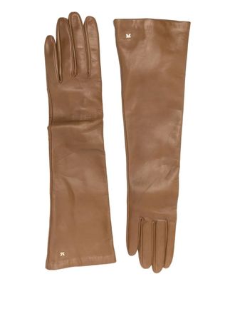 Max Mara Afidee gloves - women - Lambskin/Polyamide - 7.5 - Brown