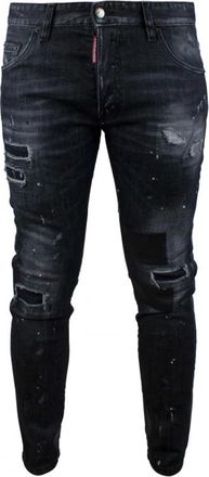 Dsquared2 Ripped Leather Wash Skater Jeans - Heren - Skinny Jeans - Zwart - XS - Katoen - Jeans