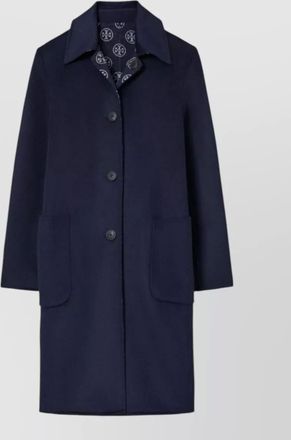 Tory Burch wool jacquard reversible single breasted coat