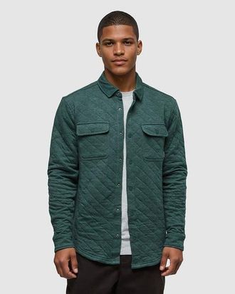 tentree Quilted Colville Shacket in Forest Pine Heather at Nordstrom, Size Xx-Large