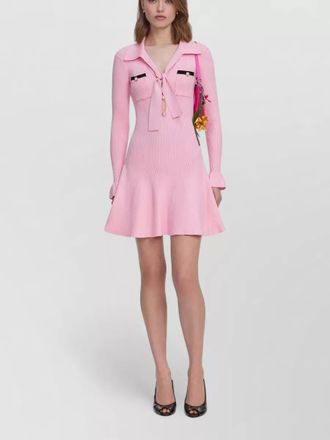 Self Portrait knit tie mini dress contrast trims