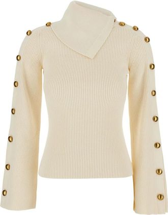 Elisabetta Franchi Gebreide Top - Dames - Coltruien - Wit - S - Truien & Vesten