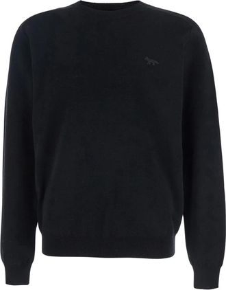 Maison Kitsun&eacute; Technische Merino Wollen Trui - Heren - Ronde hals truien - Zwart - L - Wol - Truien & Vesten