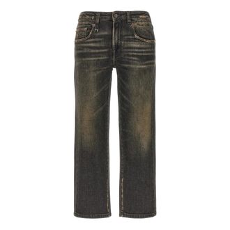 R13 Straight Fit Jeans, female, Black, W26, Boy Straight Jeans
