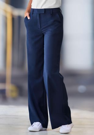 Lascana Anzughose LASCANA, Damen, Gr. 34, N-Gr, marine, Web, Obermaterial: 65% Polyester, 28% Viskose, 7% Elasthan, unifarben, figurumspielend lang, Hosen Anz