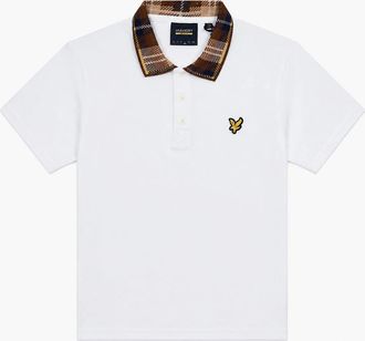 Lyle & Scott Mens Lyle & Scott Tartan Collar Polo Shirt White/Brown - Size: 38