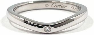 Cartier Silver Platinum 950 Band Ring (Pre-Owned)