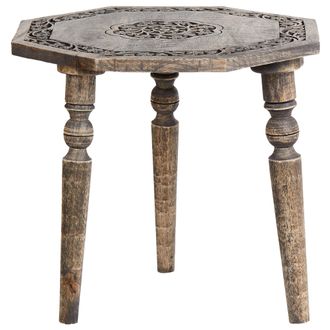 Beliani Beliani - Mesa Auxiliar Tradicional Octagonal 48 X 48 Cm Sala De Estar Mango Madera Oscura Wandilo