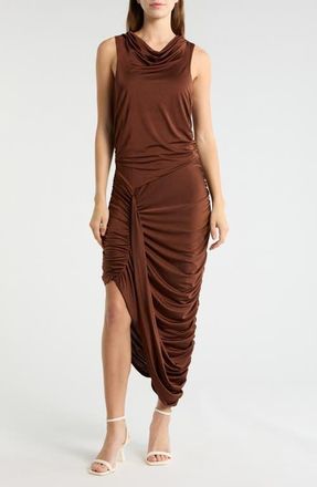 Avec Les Filles Ruched Jersey Dress in Rum Raisin at Nordstrom, Size 12