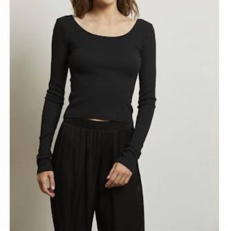 perfectwhitetee Anya Long Sleeve Top In Black