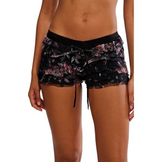 Free People Feeling For Lace Boxer Shorts in Black Combo at Nordstrom, Size X-Small