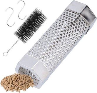 OEM Manguera De Acero Inoxidable Para Ahumador De Barbacoa - Longitud 15,5 Cm Con Cepillo Y Ganchos