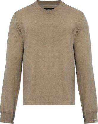Rag & Bone Washed Cotton Sweater - Heren - Ronde hals truien - Bruin - S - Katoen - Truien & Vesten