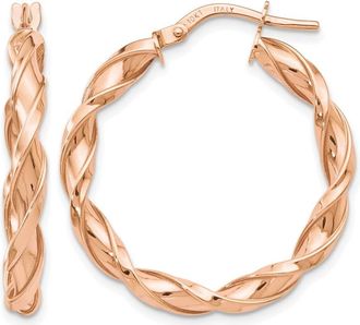 Diamond2Deal 10K Rose Gold Round Shape Twisted Hoop Earrings