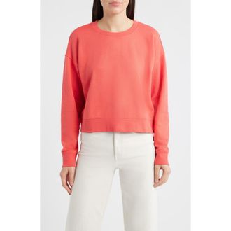Eileen Fisher Organic Cotton Crop Sweatshirt in Watermelon at Nordstrom, Size X-Large