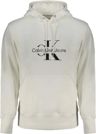 Calvin Klein Geborsteld sweatshirt met centrale zak - Heren - Hoodies - Wit - 2XL - Katoen - Hoodies & sweatvesten