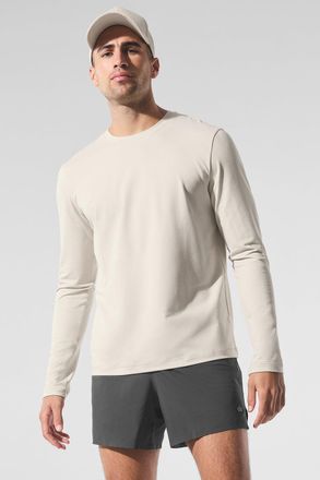 Alo | Conquer Reform Crewneck Long Sleeve Top in Bone Beige, Size: Medium