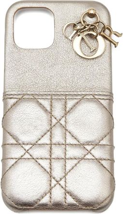 Dior 2020s Cannage metallic leren telefoonhoesje - Goud