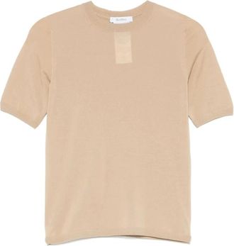 Max Mara Truien & Vesten, Dames, Beige, S, Beige Crew Neck T-shirt