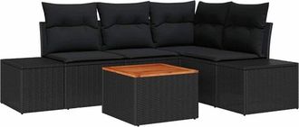 vidaXL Garden Sofa Set with Storage 5 pcs Black Poly Rattan vidaXL