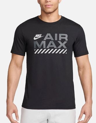 Nike Mens Nike Air Max Mens T Shirts Short Sleeve Crew Neck Regular Fit Casual Graphic Tee - Black - Size: 40