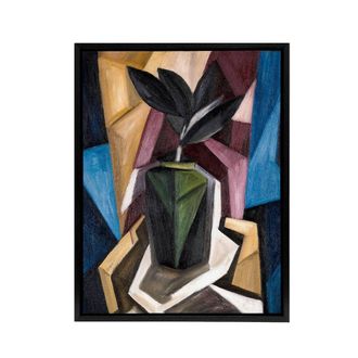Artery8 Rubber Plant Abstract Painting Hartley Black Framed Canvas Art Print | Size: W24 x H32