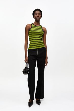 Ganni Black Bonded Crepe Trousers - Size 40