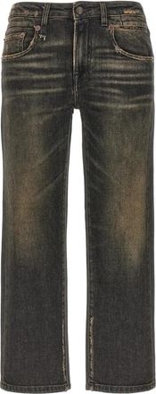 R13 Boy Straight Jeans - Dames - Regular Fit Jeans - Zwart - W24 - Katoen - Jeans