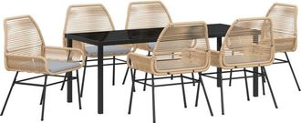 vidaXL Garden Dining Set 7 pcs Brown Poly Rattan vidaXL