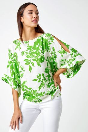 Roman Floral Print Cold Shoulder Top