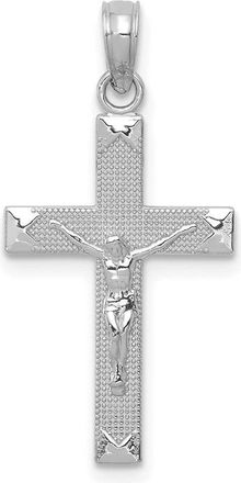 Diamond2Deal 14K White Gold Beveled Tipped Crucifix Pendant