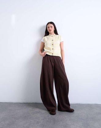 Topshop Gilet in maglia intrecciata verde