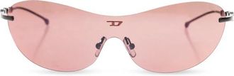 Diesel Iconic Oval Zonnebril - unisex - Zonnebrillen - Roze - 35 MM - Leer - Accessoires