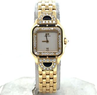 Cartier Pre-owned Cartier Panthere Art Deco Diamond Beige Dial Ladies Watch 1280/2
