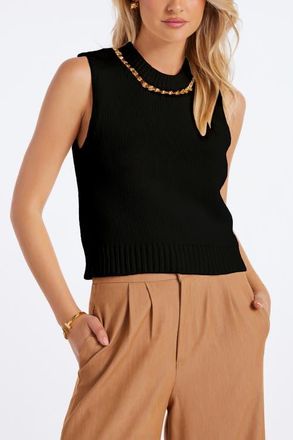 Bishop + Young Savoy Chain Detail Sweater Tank in Black at Nordstrom, Size Large