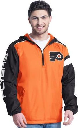 G-III Sports by Carl Banks Mens G-III Sports by Carl Banks Orange/Black Philadelphia Flyers Lateral Half-Zip Hoodie Jacket at Nordstrom, Size Medium