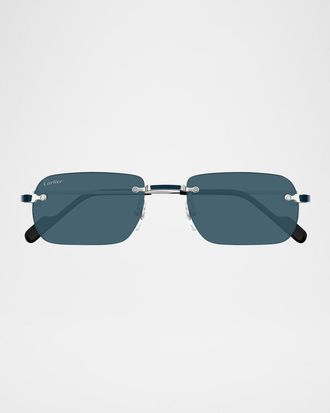 Cartier Men & apos;s Nylon & Metal Rectangle Sunglasses