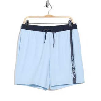 Quiksilver Trade Logo Stripe Volley Swim Shorts in Skyway at Nordstrom Rack, Size X-Large