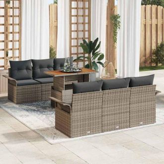 vidaXL Conjunto De Sof&aacute; De Jard&iacute;n 7 Pcs Gris 100 X 55 X 73 Cm Vidaxl