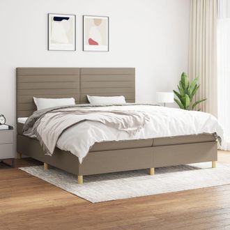 vidaXL Vidaxl - Cama Box Spring Con Colch&oacute;n Tela Gris Taupe 200x200 Cm