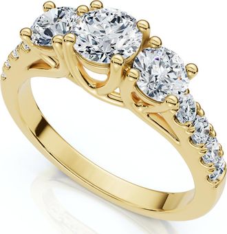 Pompeii3 1 1/4Ct Three Stone Diamond Engagement Ring 14k Gold or Platinum Lab Grown