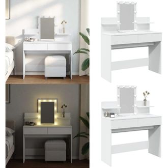 vidaXL Toeletta con LED Bianco 100x40x130 cm - Specchio da trucco - Tavolo da trucco