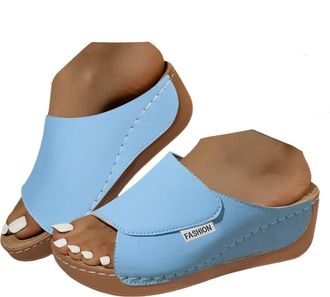 Generic Sandals for Women Ladies Slippers Comfortable Heel Stand Summer Womens Sandals & Slides Fashion Flat Platform Thick Bottom Fish Mouth Hard Bottom Beac