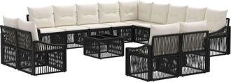 vidaXL Conjunto De Sof&aacute;s De Jard&iacute;n 14 Uds. Negro Rat&aacute;n Sint&eacute;tico Vidaxl